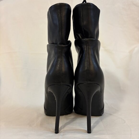 Steve Madden Monarch Black Leather Slouchy Stiletto Ankle Booties Womens Size 9M - Picture 8 of 12